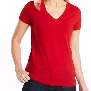 Nautica Women's Red V-Neck Short Sleeve Tee